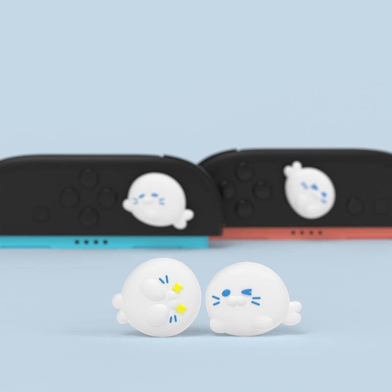Playvital Thumb Grips for Nintendo Switch 2, Kawaii Silicone Thumbstick Caps for Joycon 2, Joystick Cover for Switch 2 Accessories - Cutie Seal Squad