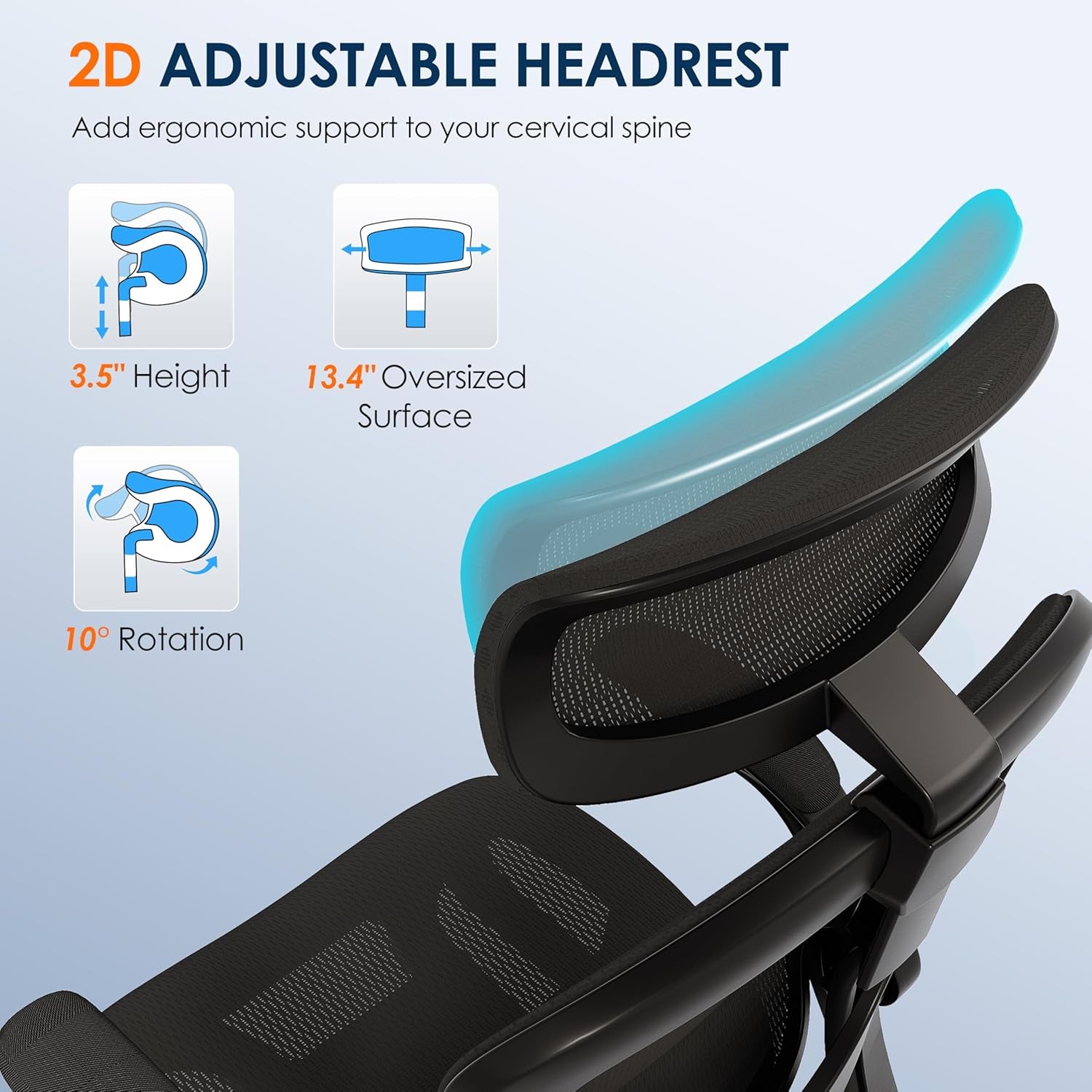 GABRYLLY Adjustable Ergonomic Mesh Office Chair with Folding Armrest & 2D Headrest - Comfortable Black Swivel Task Chair for Home, Office, Business & Student (GY1108)