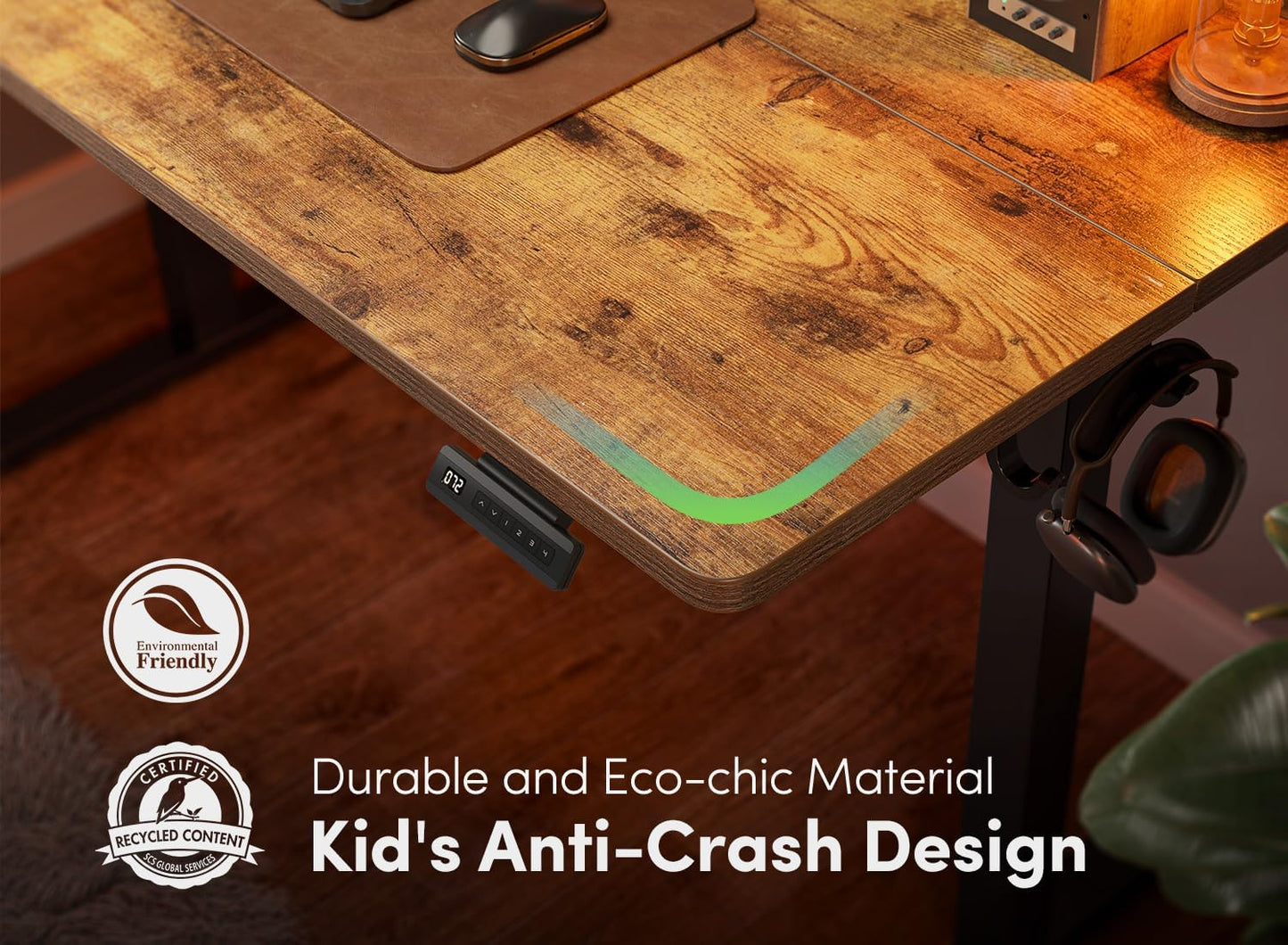 FEZIBO Height Adjustable Electric Standing Desk - 48x24 Inches Rustic Brown Sit-Stand Home Office Solution