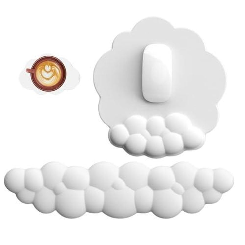 Keyboard Wrist Rest Set for Computer Cloud Shape Cute Mouse Pad with Support Gaming Ergonomic Arm Home and Office Desk Laptop