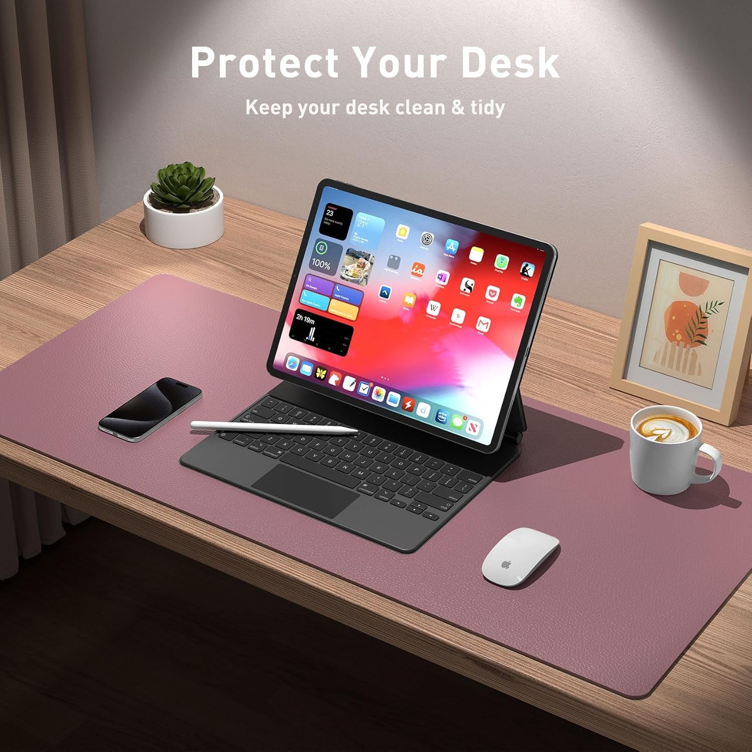 Elevate Your Workspace with a Chic Dark Pink Leather Desk Pad - Non-Slip, Waterproof & Perfectly Versatile (23.6" x 13.7")