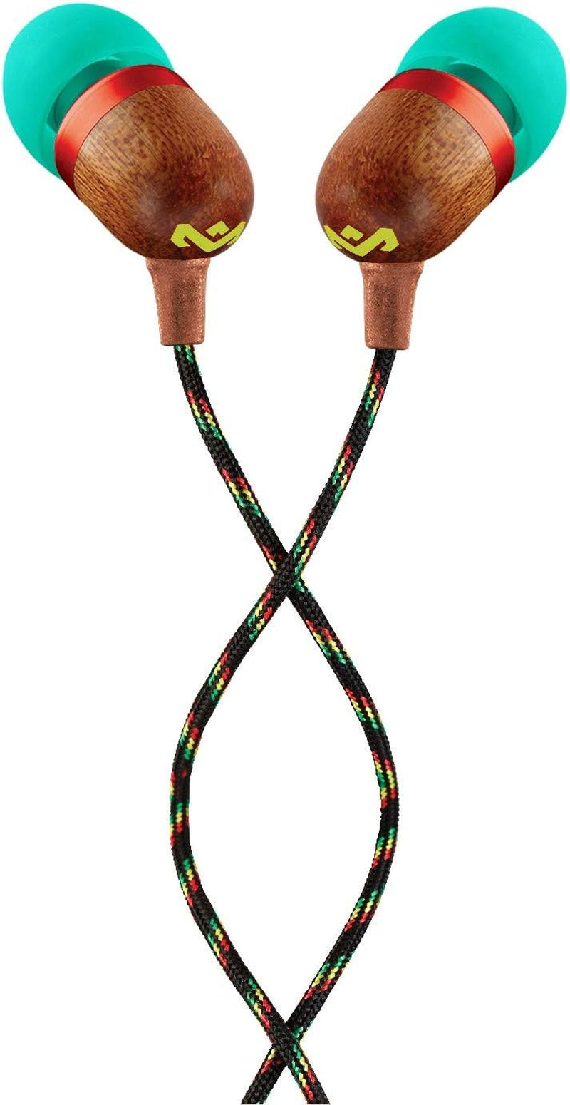 House of Marley Smile Jamaica: Wired Earphones with Microphone, Noise Isolating Design, and Sustainable Materials (Rasta)