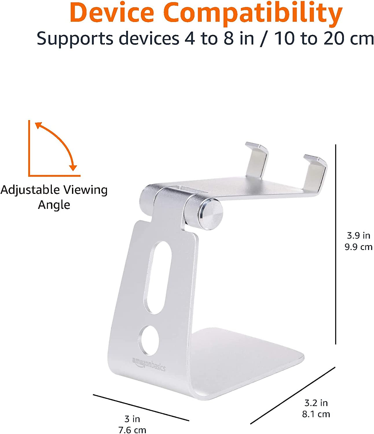 Sleek Adjustable Aluminum Phone Stand for iPhone & Android - Compact Silver Design, Perfect for Any Space!