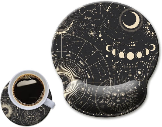 Ultimate Comfort Ergonomic Moon Phase Gel Mouse Pad with Wrist Support - Non-Slip Base for Pain Relief and Enhanced Laptop Use