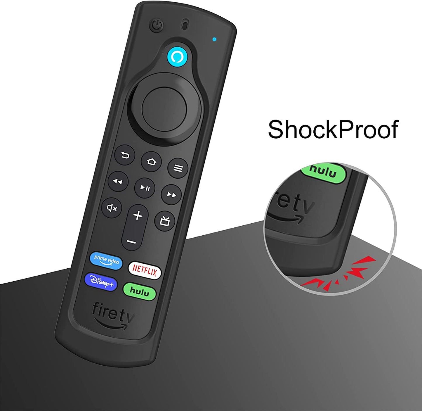 Casebot Premium Anti-Slip Silicone Remote Cover for Fire TV Stick HD/4K/Max & Alexa Voice Remote - Shockproof Protection, Black