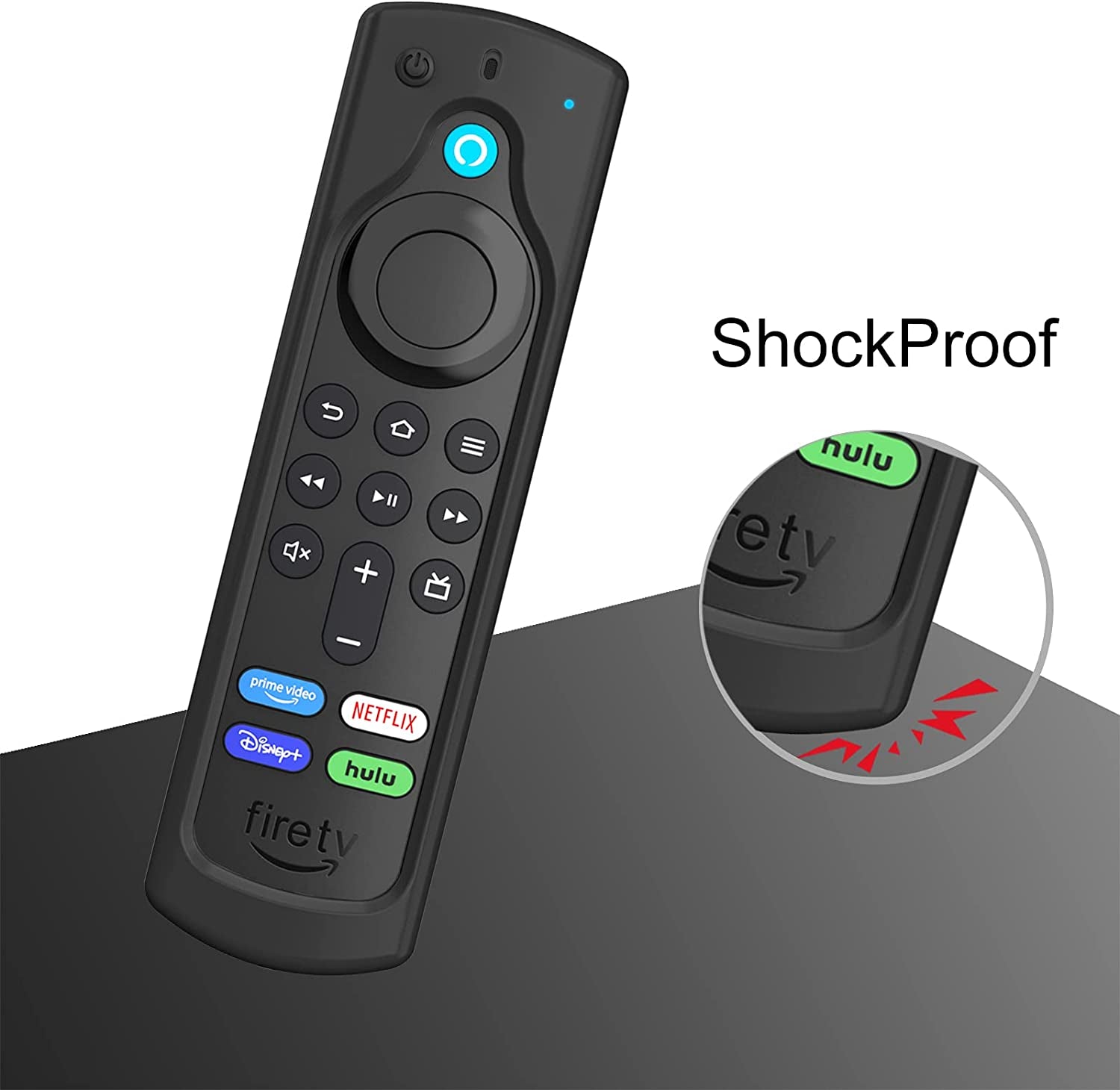 Casebot Premium Anti-Slip Silicone Remote Cover for Fire TV Stick HD/4K/Max & Alexa Voice Remote - Shockproof Protection, Black